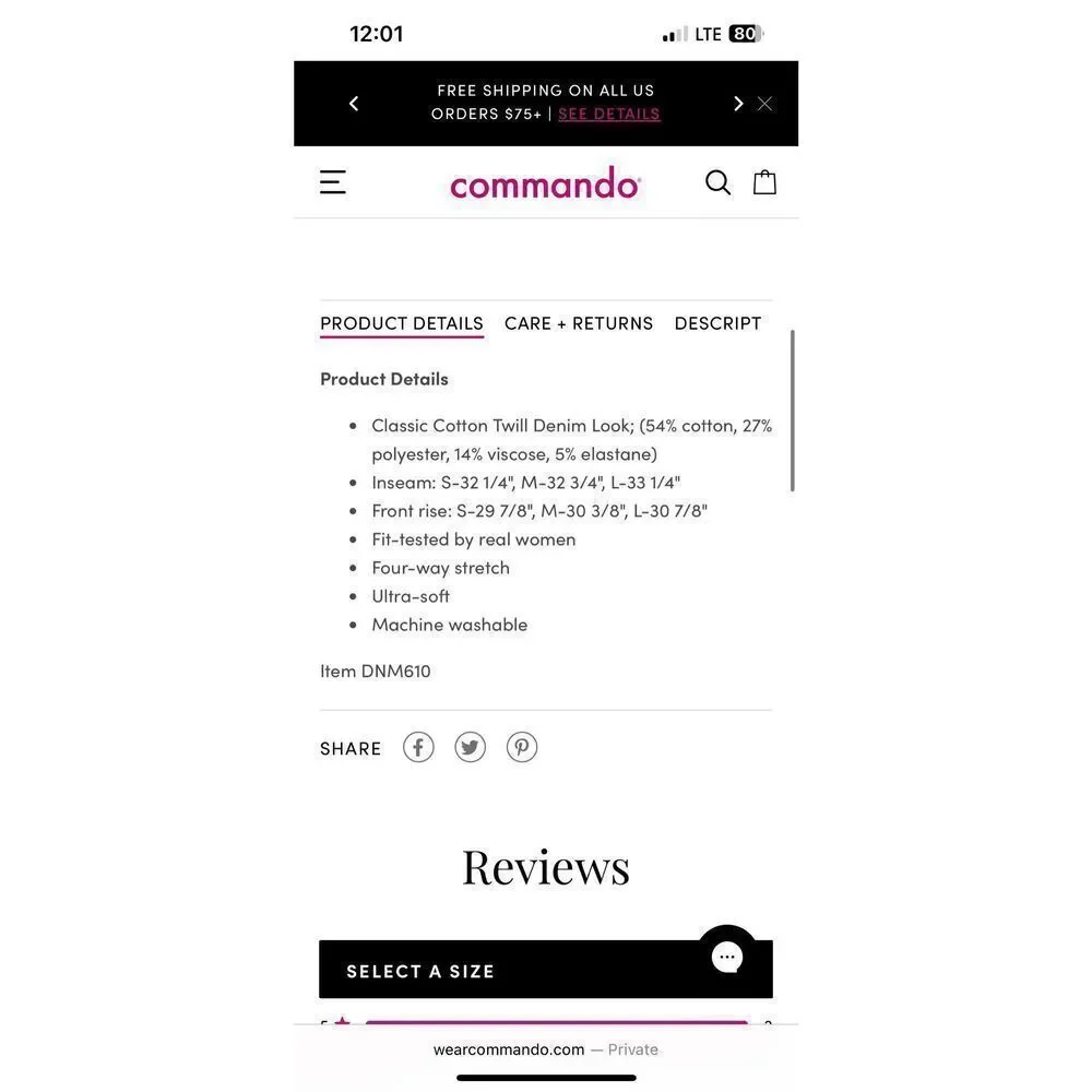 Commando Do It All Denim 5 Pocket Mid-Rise Skinny Jeans NWT!! - Picture 15 of 16